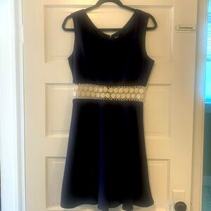 Navy Alythia dress with flower design